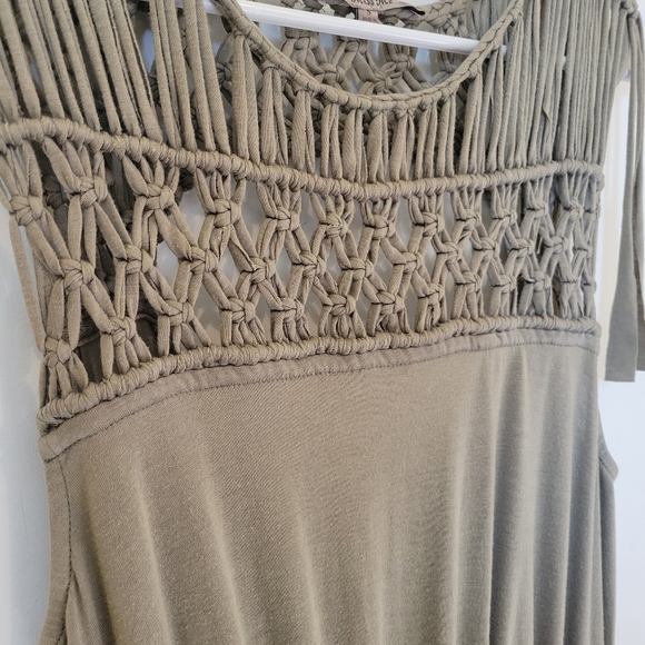 Miss Me Olive Taupe Macrame Boho Dress Small - Picture 12 of 12